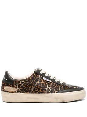 GOLDEN GOOSE 37 Soul Star Leopard-Print Pony Skin Sneakers EXCELLENT Condition